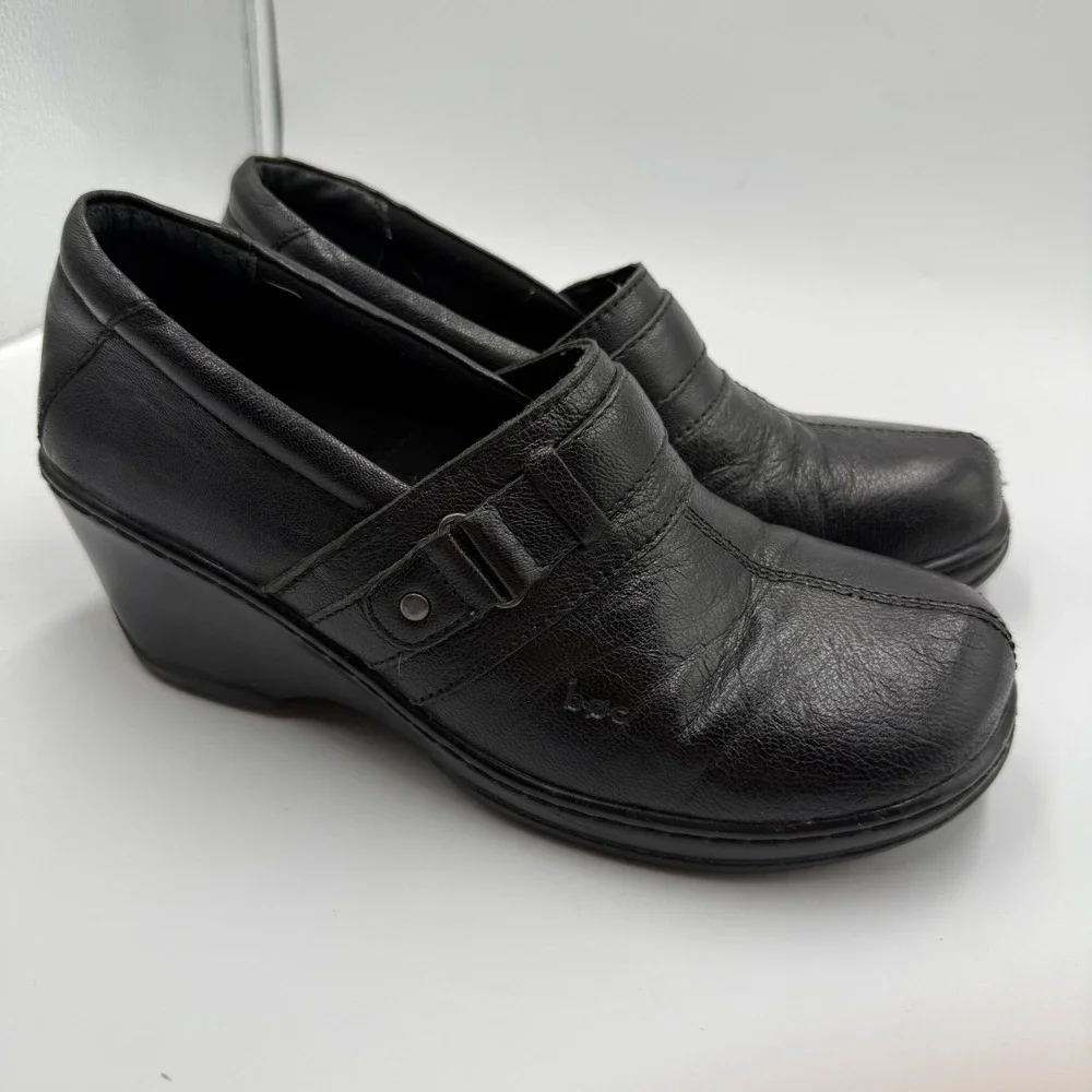b.o.c. Concept Leather Wedge Loafers 10M Black Minimalist Professional C78203